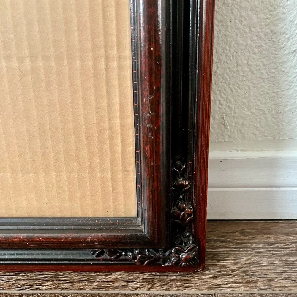 Vintage-Style Wood Picture Frame in Dark Cherry and Black 11/13 Inch